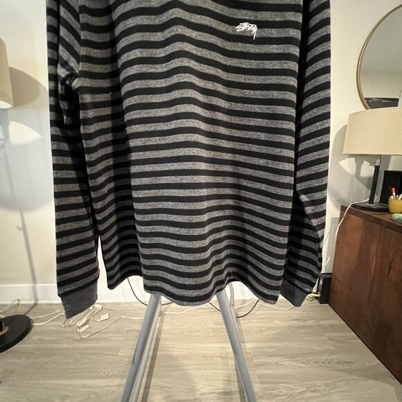 Stussy - Classic Stripe LS Turtleneck (#1140229) - Black, Grey - Picture 4 of 6